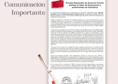 MENCIÓN HONORÍFICA PARA ASCOIVE DESDE EL MINISTERIO DE INDUSTRIA, COMERCIO & TURISMO